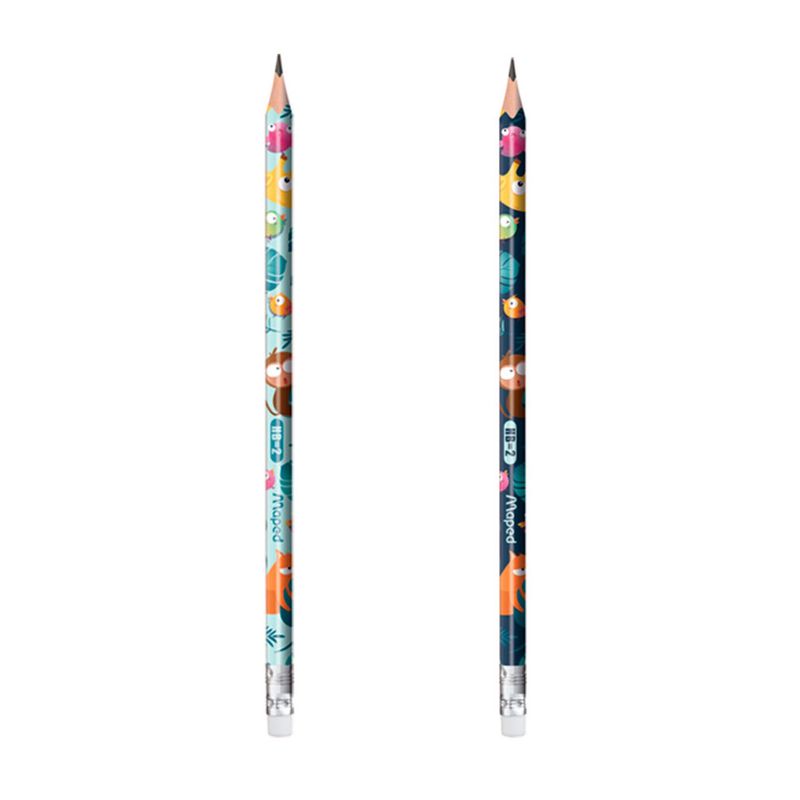 52547 - LAPIZ GRAFITO CON GOMA #2 TRIANGULAR JUNGLE FEVER BLT C/2