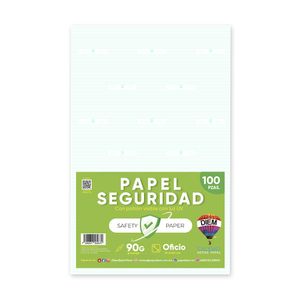 Papel Seguridad Oficio Verde C/100 Pzas Psto08