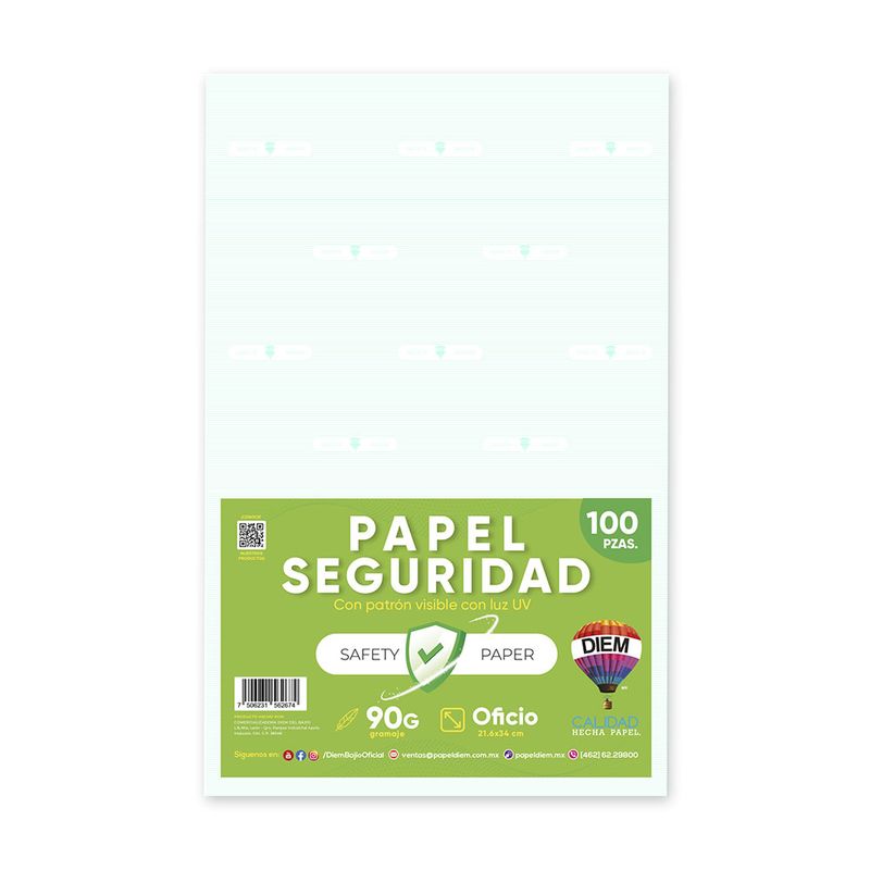 52619 - PAPEL SEGURIDAD OFICIO VERDE C/100 PZAS