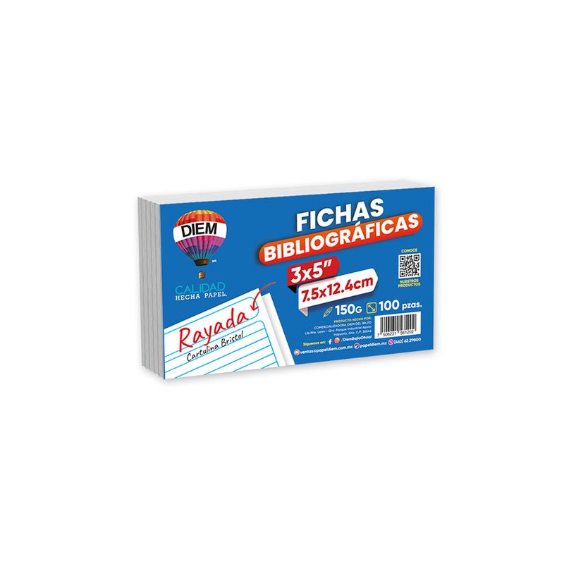 52585 - TARJETA RAYAS 3X5 CON 100 PARA ARCHIVO DIEM