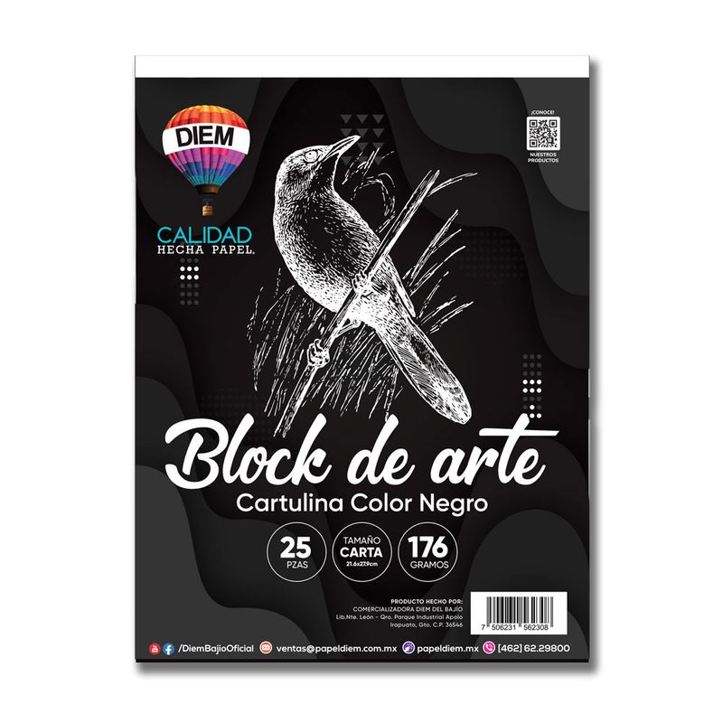 52599 - BLOCK CARTULINA CARTA COLOR NEGRO C/25HJS