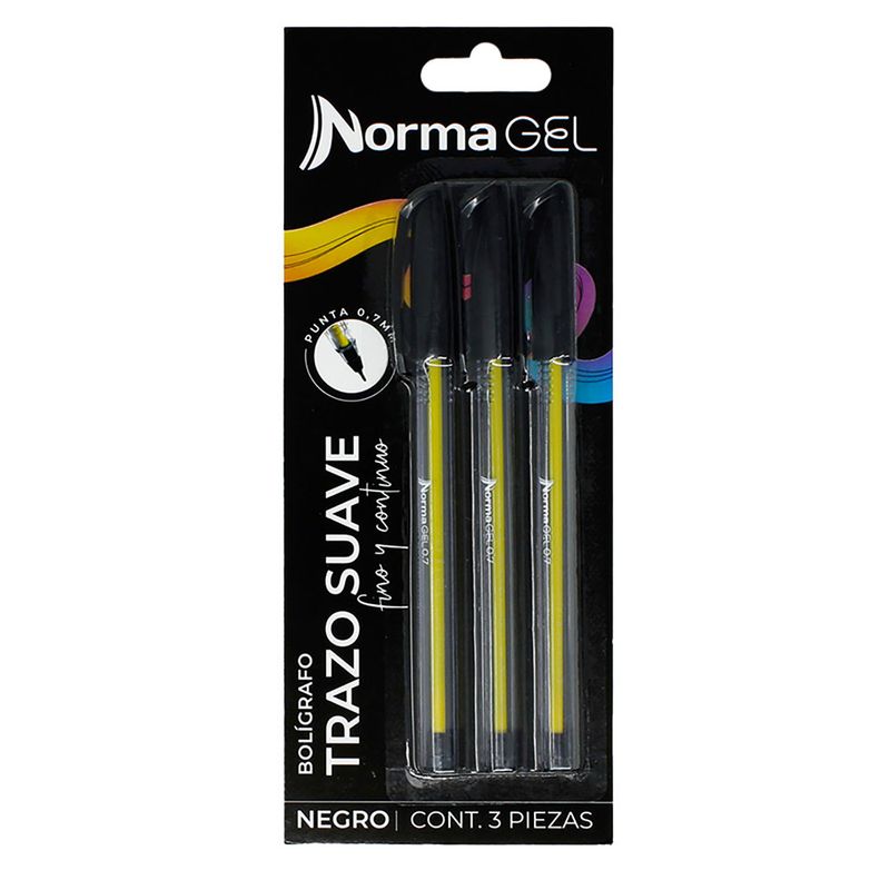 52451 - BOLIGRAFO FINO NEGRO NORMA GEL BLT C/3 PZS