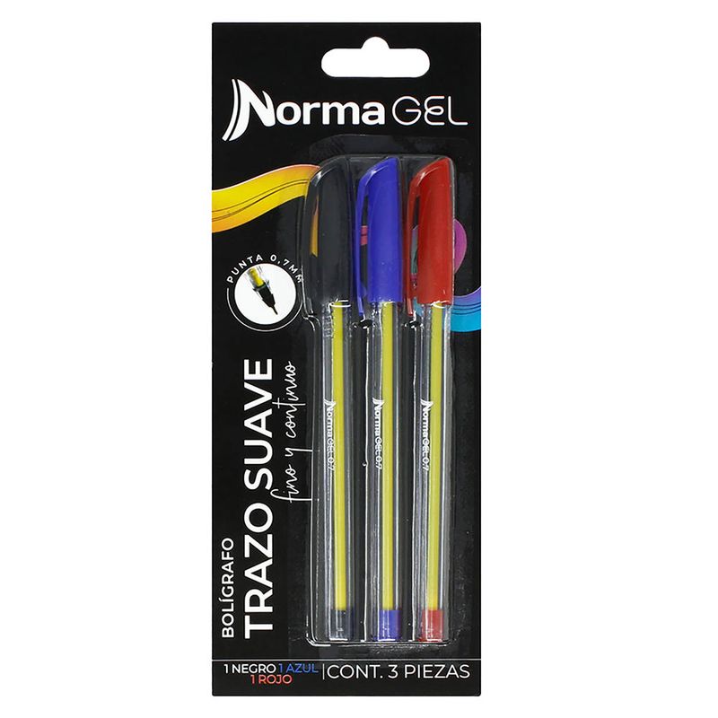 52450 - BOLIGRAFO FINO SURTIDOS NORMA GEL BLT C/3 PZS