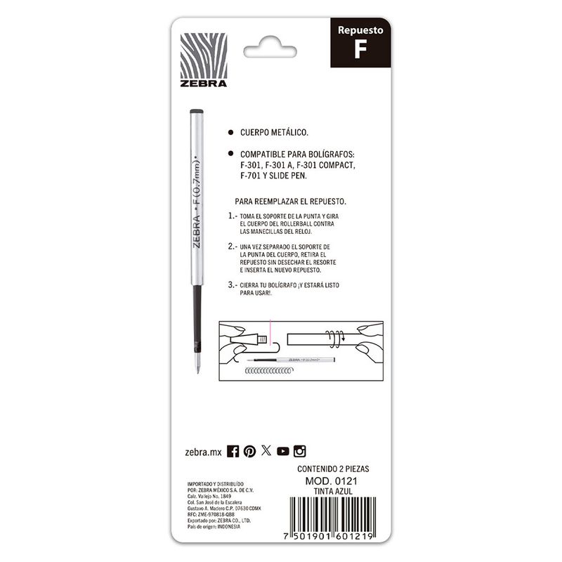 55141 - REPUESTO F-301 AZUL BLT CON 2 PZAS