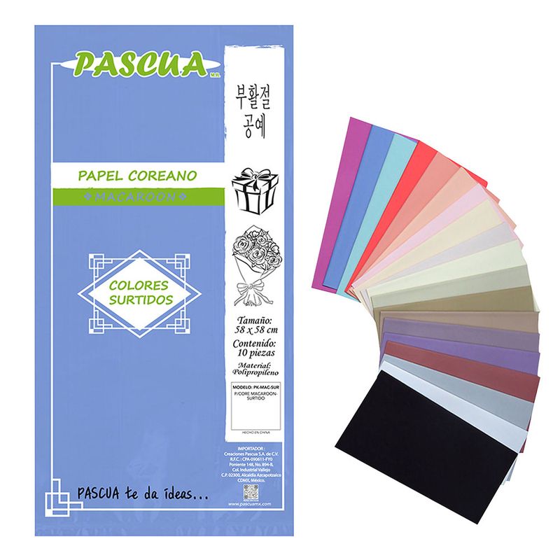 52675 - PAPEL COREANO MACAROON SURTIDO C/10 PASCUA