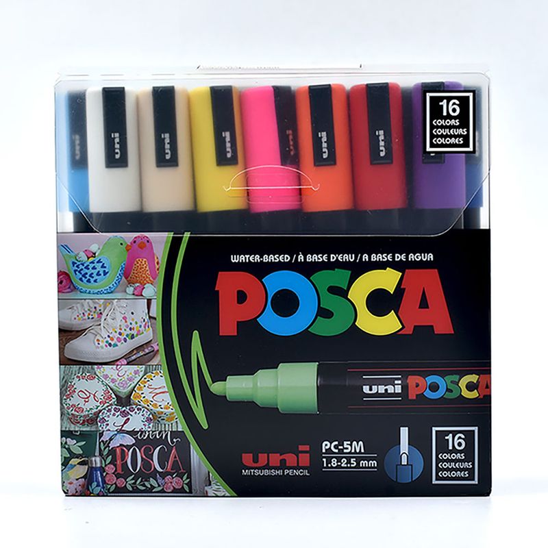 55022 - MARCADOR BASE AGUA GRUESO UNI POSCA C/16 PZAS