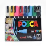 55021 - MARCADOR BASE AGUA GRUESO UNI POSCA C/8 PZAS