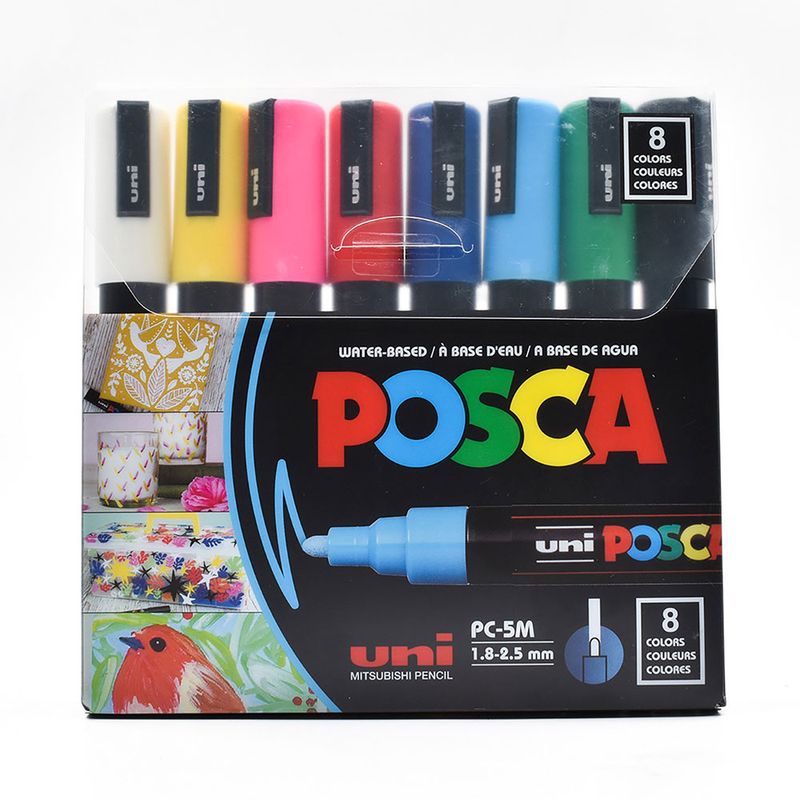 55021 - MARCADOR BASE AGUA GRUESO UNI POSCA C/8 PZAS