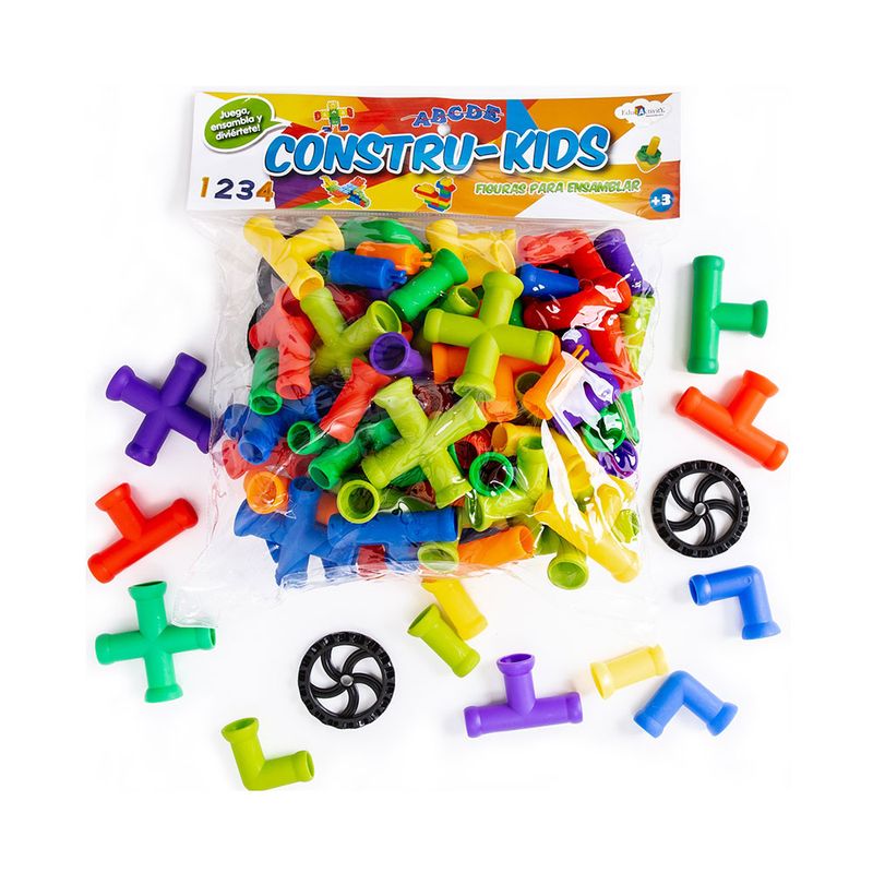 54747 - JUEGO DIDACTICO CONSTRU-KIDS ENSAMBLE TUBERIA C/50 COLORES SURTIDOS