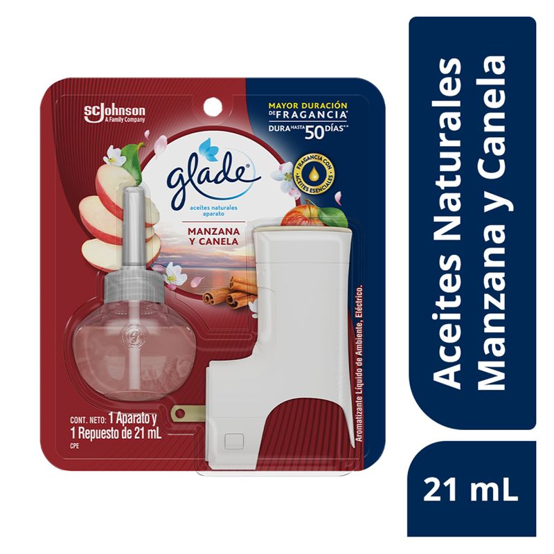 54815 - AROMATIZANTE GLADE ACEITES NATURALES MANZANA CANELA UNIDAD Y REPUESTO 21ML