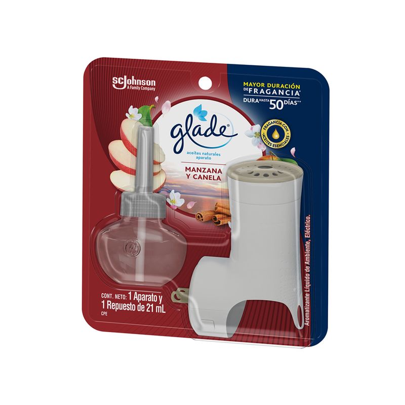 54813 - AROMATIZANTE GLADE ACEITES NATURALES MANZANA CANELA UNIDAD Y REPUESTO 21ML