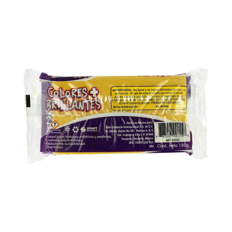 52960 - PLASTILINA MARQUETA 180GR AMARILLO SMARTY