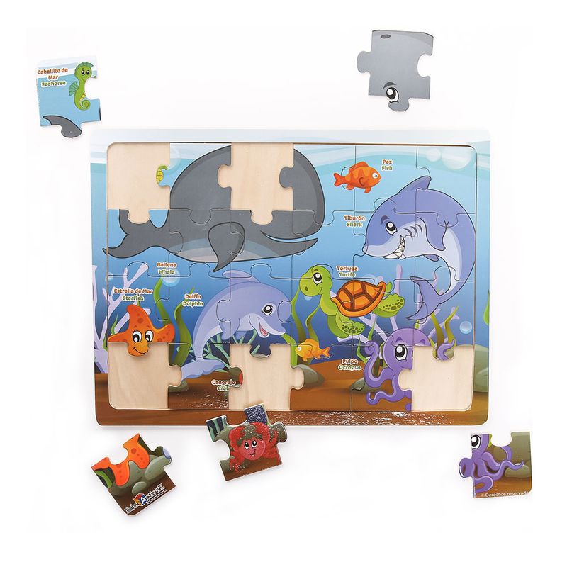 54752 - JUEGO MADERA ROMPECABEZAS OCEANO