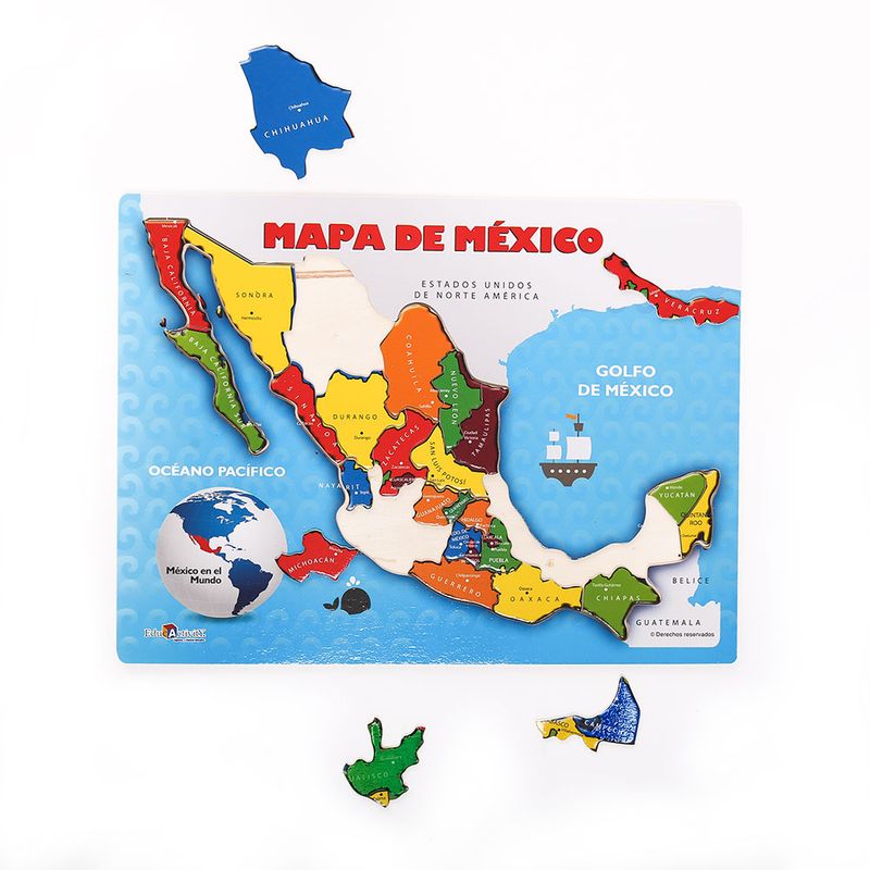 54740 - JUEGO MADERA ROMPECABEZAS MAPA DE MEXICO
