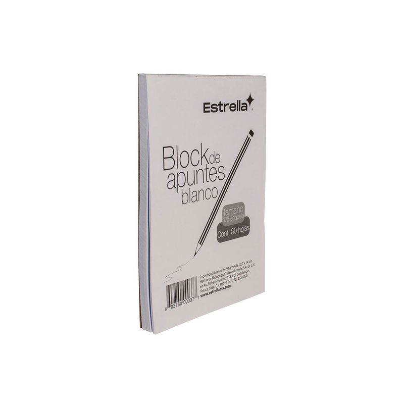 53047 - BLOCK NOTAS BLANCO 1/2 ESQUELA 80HJS
