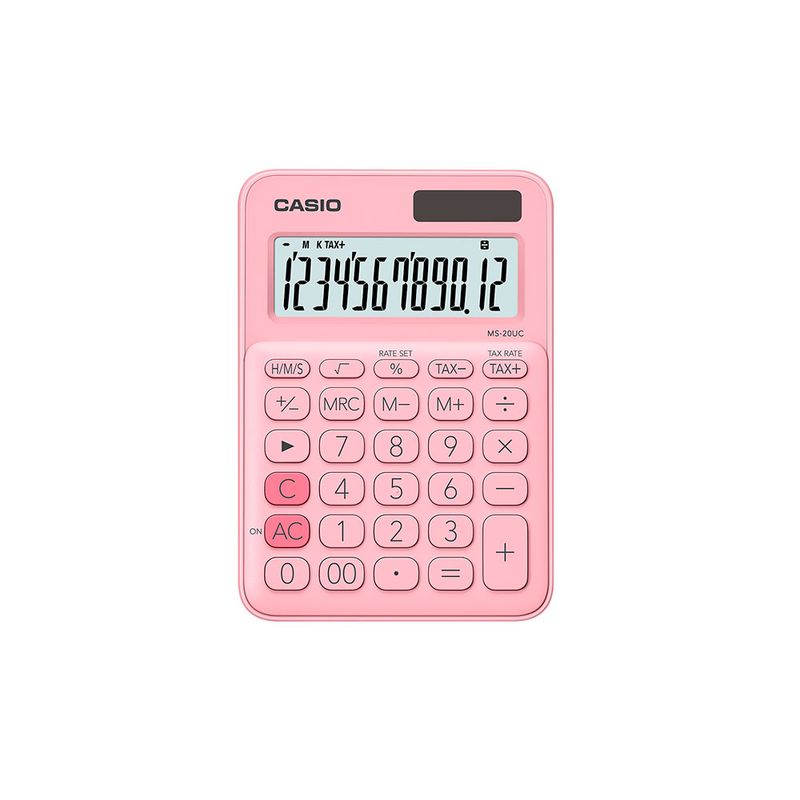 51522 - CALCULADORA ESCRITORIO CASIO MS-20UC-PK-W-DC 12DIG CHICA SOLAR/BATERIA ROSA