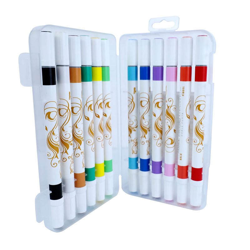 53300 - MARCADOR ACRÍLICO DELGADO DOBLE PUNTA PINCEL/BALA C/12 PZAS PASCUA