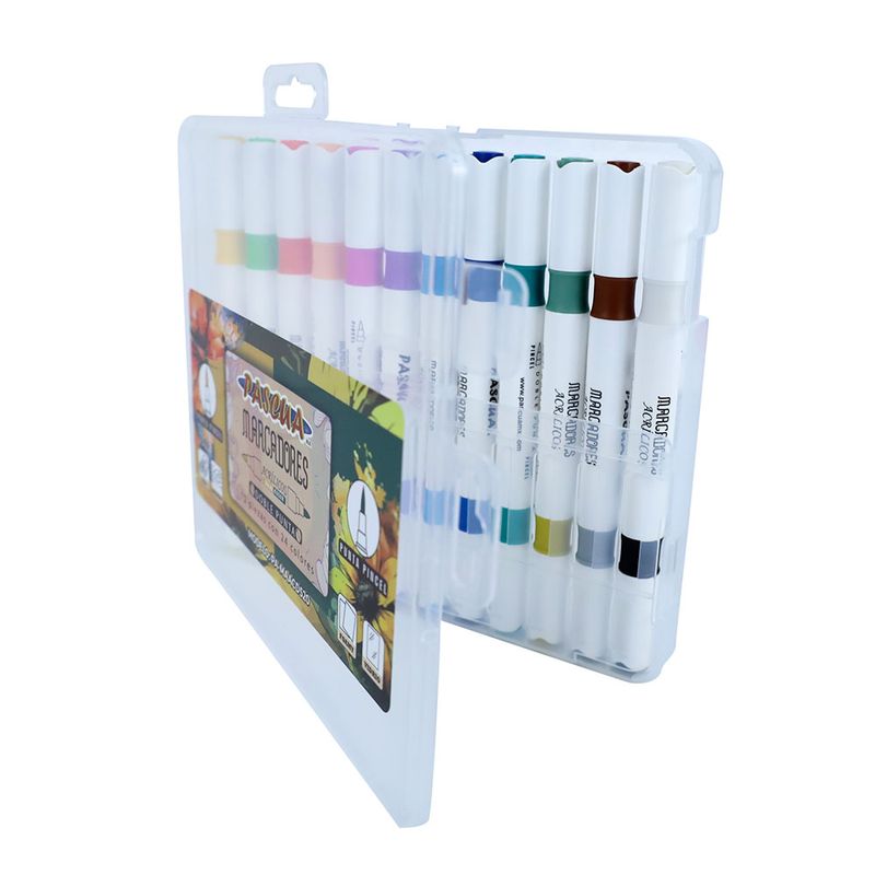 53301 - MARCADOR ACRÍLICO DOBLE PUNTA PINCEL CON 12PZAS PASCUA