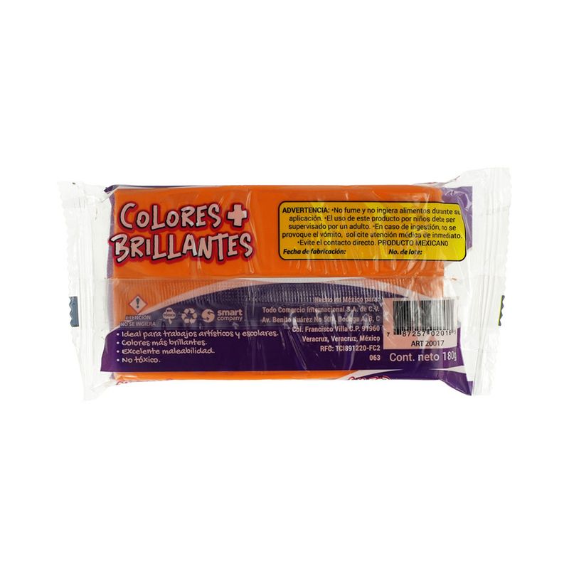 52964 - PLASTILINA MARQUETA 180GR NARANJA SMARTY