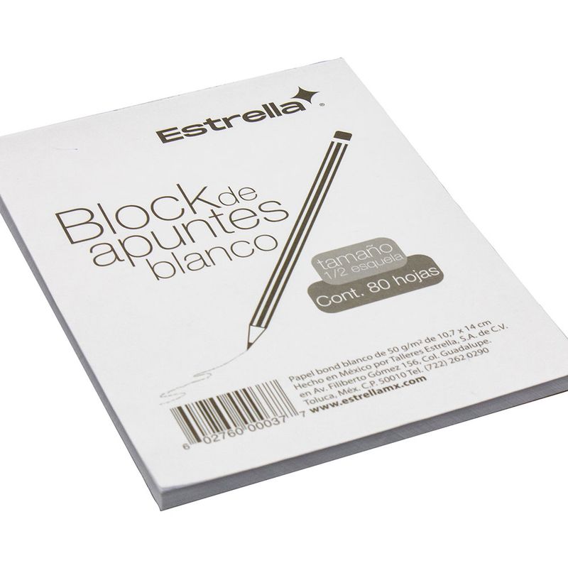 53048 - BLOCK NOTAS BLANCO 1/2 ESQUELA 80HJS