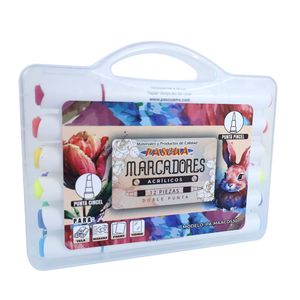 Marcador Acrílico Grueso Doble Punta Cincel/Pincel 12 Pzas Pascua Pa-Maacd530