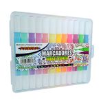52721 - MARCADOR BASE AGUA DOBLE PUNTA COLORES NEON Y PASTEL 12PZAS PASCUA