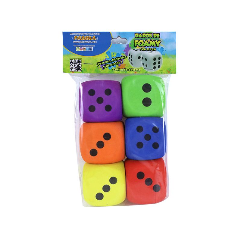 52684 - JUEGO DE DADOS FOAMY 5CMX5CM C/6 PZAS PASCUA
