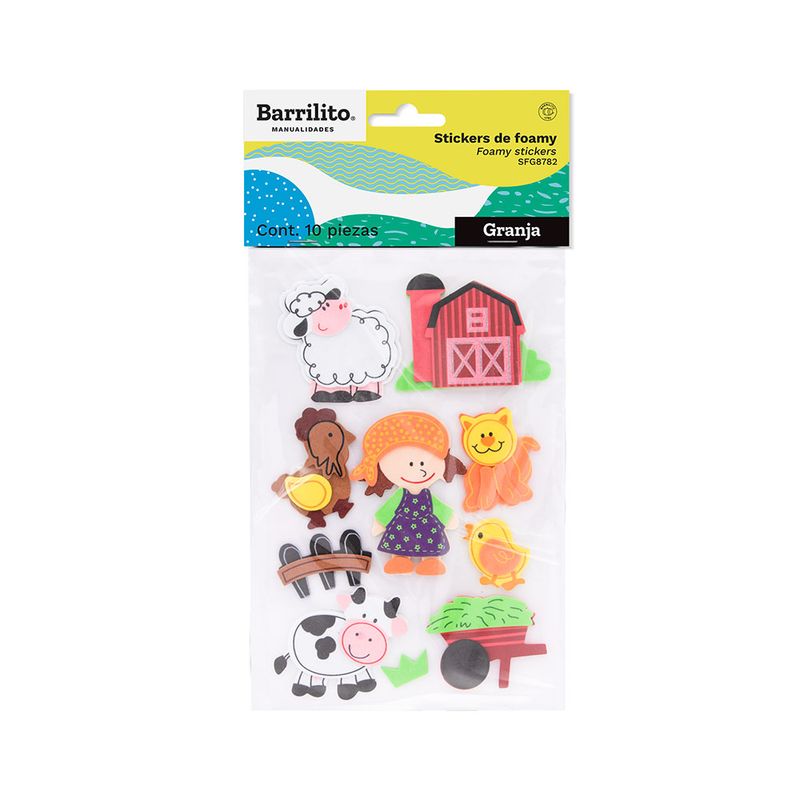 52715 - STICKERS FOAMY GRANJA 10 PIEZAS BARRILITO