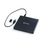 UNIDAD GRABADORA DE CD Y DVD EXTERNA USB VERBATIM, NEGRO