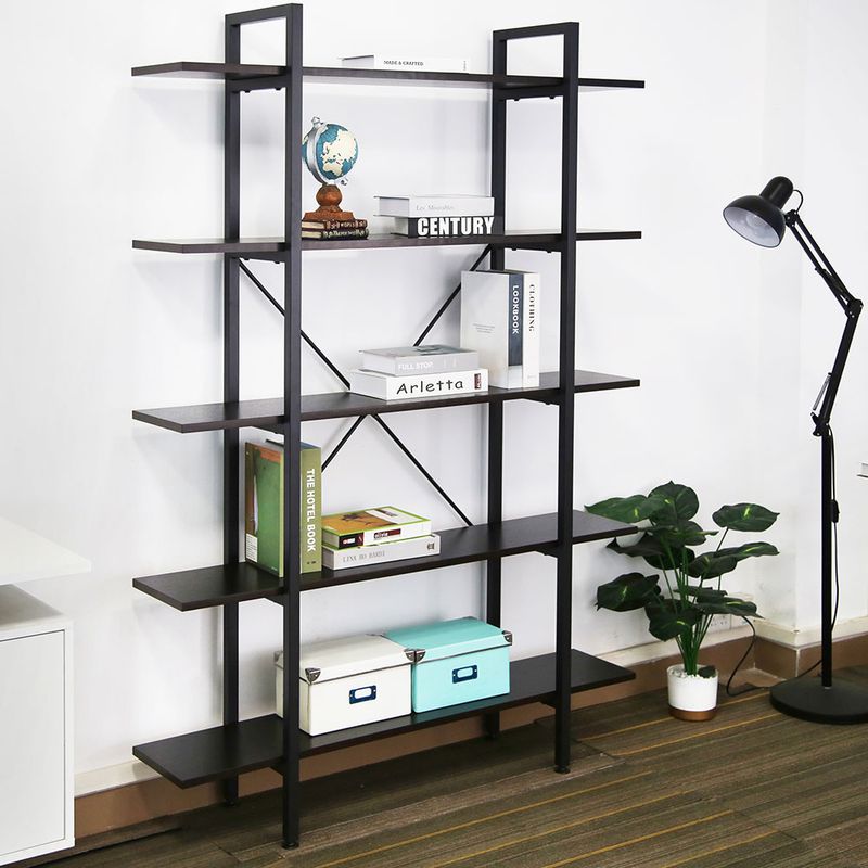 LIBRERO MINIMALISTA CON 5 REPISAS NEGRO