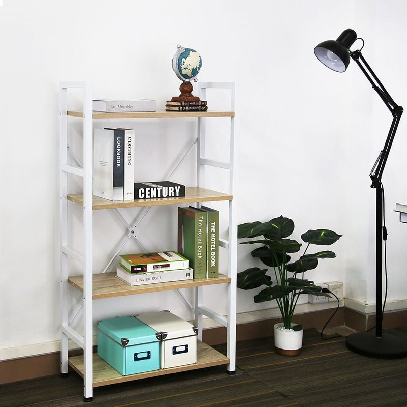 54766 - LIBRERO MINIMALISTA CON 5 REPISAS MAPLE ESTRUCTURA NEGRA