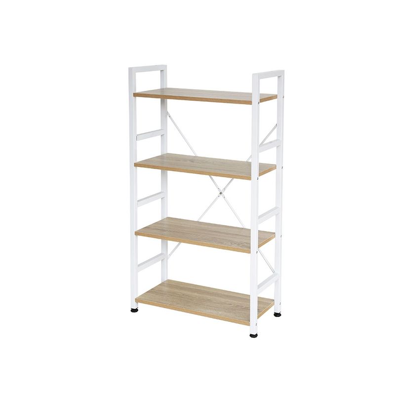 53839 - LIBRERO MINIMALISTA CON 5 REPISAS MAPLE ESTRUCTURA NEGRA