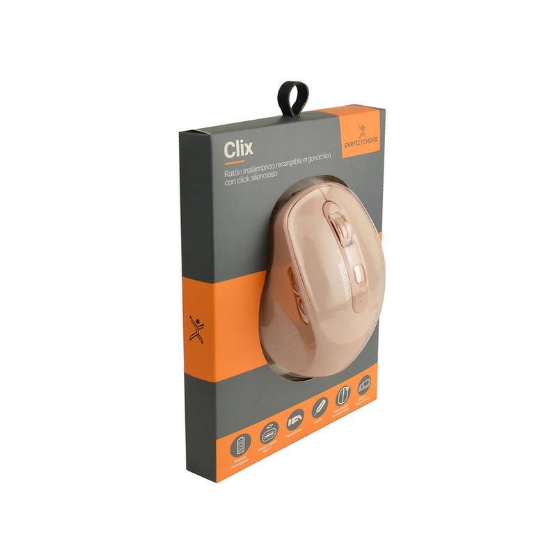 55301 - MOUSE INALAMBRICO RECARGABLE SILENCIOSO CLIX NUDE