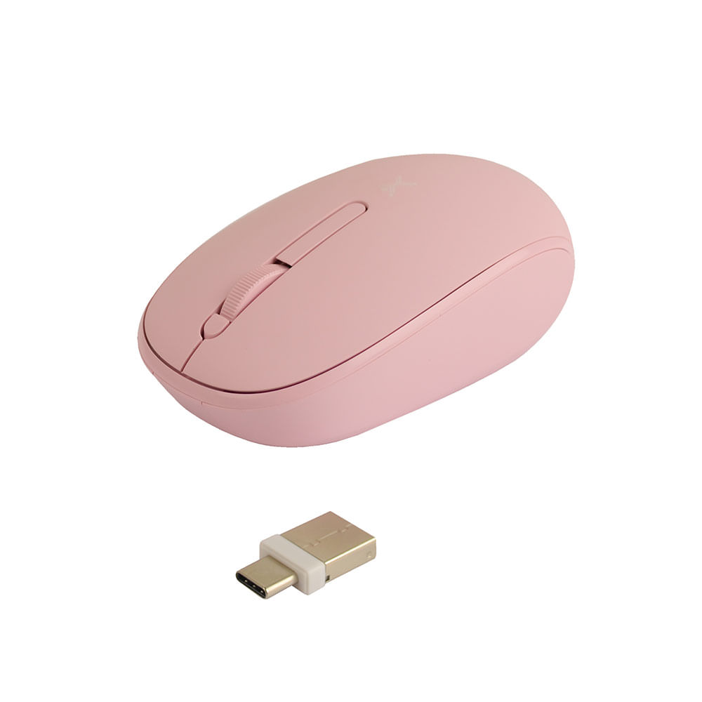 Ratón Inalambrico Silencioso Whisper Con Receptor Doble, Rosa Pc-045182