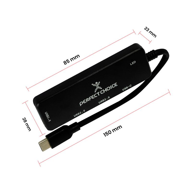 55352 - HUB PERFECT CHOICE USB-C 3 EN 1, USB-A 3 0 / USB-A 2 0 / USB-C