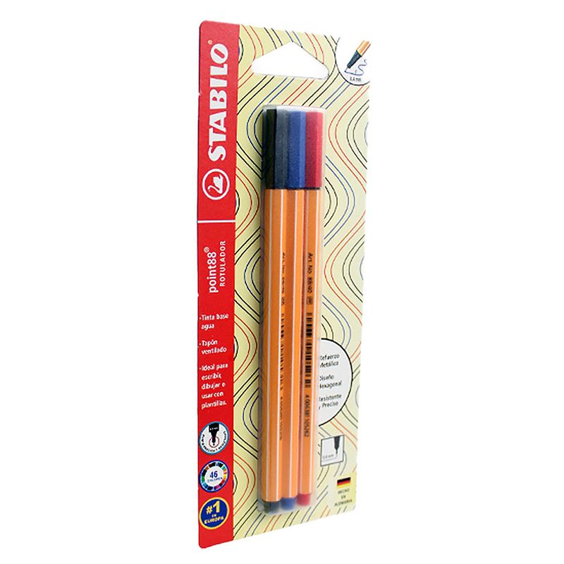 55421 - ROTULADOR ULTRAFINO STABILO POINT 88 COLOR SURTIDO BTL CON 3