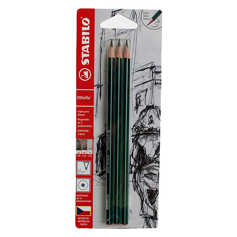 55280 - LAPIZ DE DIBUJO 2B, HB Y 2H STABILO OTHELLO BTL C/3