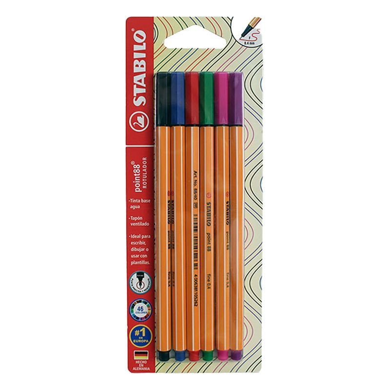 55275 - ROTULADOR ULTRAFINO STABILO POINT 88 COLOR SURTIDO BTL CON 6