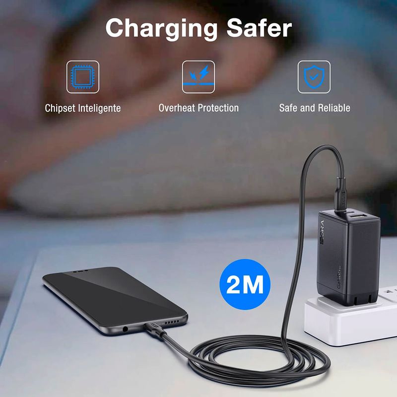 55475 - CARGADOR DE PARED TIPO C USB-A CON CABLE USB-C A USB-C 2M