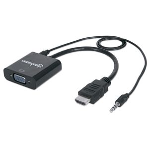 Convertidor  Hdmi A Vga Manhattan, Vga, Hdmi/3.5Mm, Macho/Hembra, Negro 151559