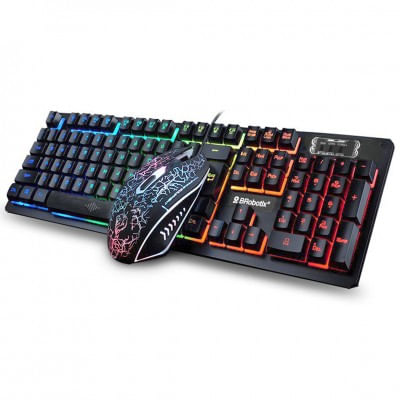 4350 - Teclado y Mouse USB RGB Negro BROBOTIX 458977
