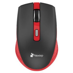 Mouse Nextep Inalámbrico Recargable Switch Encendido 1600 Dpi Color Negro-Rojo Nxemosab003