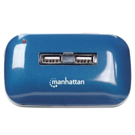 33679 - Hub Manhattan USB Alta Velocidad 2 0 Alimentación Dual 7 Puertos Color Azul