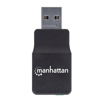 10287 - Adaptador Manhattan Sonido Estéreo USB Alta Velocidad a Puertos 3 5mm Color Negro