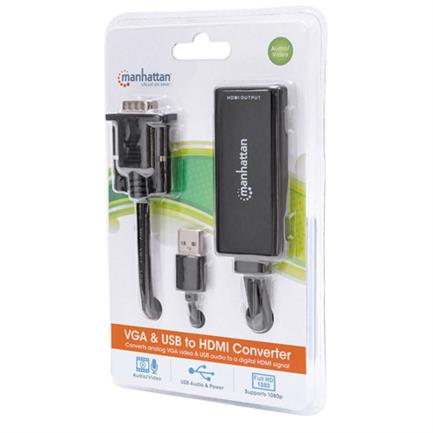 10300 - Convertidor Manhattan Video SVGA+Audio USB a HDMI Color Negro
