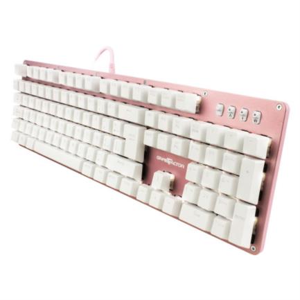 10605 - Teclado Mecánico Game Factor KBG400 Retroiluminado Switch Rojo USB Rosa