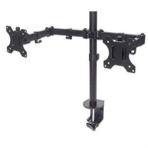 Soporte Monitor Manhattan Universal Para 2 Monitores 13" A 32" Brazos Doble Articulación Color Negro Mncsopab003