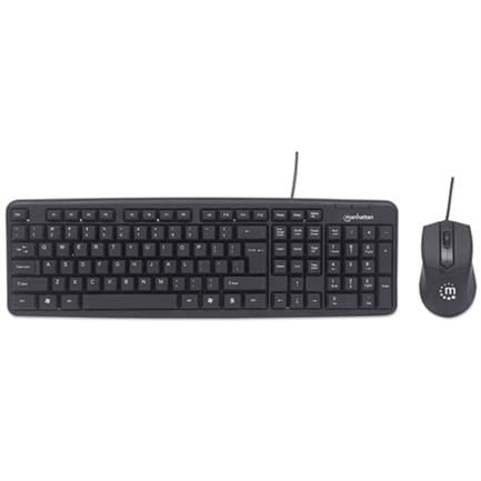 33585 - Kit Teclado y Mouse Manhattan Óptico Cableado 1000 ppp Color Negro