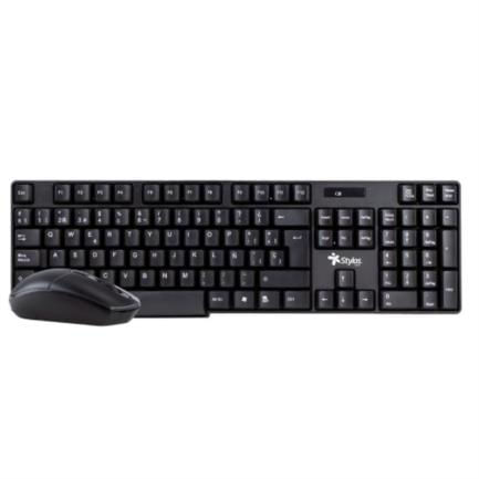 33838 - Kit Teclado y Mouse Stylos Inalámbrico 105 Teclas 1200 dpi USB Nano Alcance 10m Color Negro