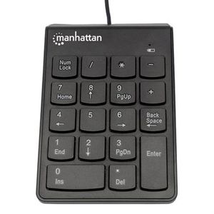 Teclado Numérico Manhattan Alámbrico Usb 18 Teclas Color Negro Mnctecab001